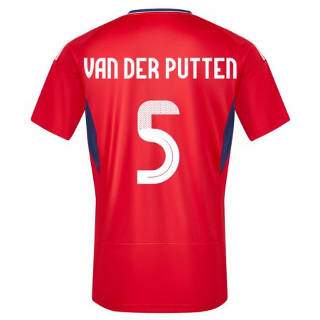 Kandiny Herren Costa Rica Santiago Van Der Putten #5 Rot Heimtrikot Trikot 24-26 T-Shirt