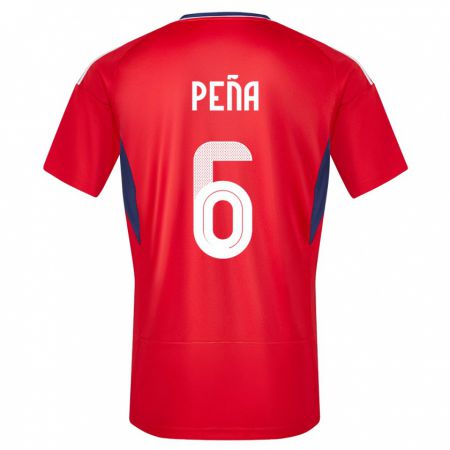 Kandiny Herren Costa Rica Ricardo Pena #6 Rot Heimtrikot Trikot 24-26 T-Shirt