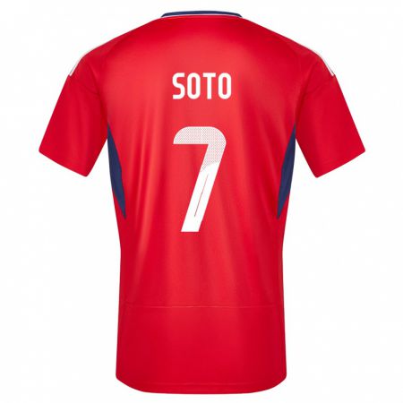 Kandiny Herren Costa Rica Andrey Soto #7 Rot Heimtrikot Trikot 24-26 T-Shirt