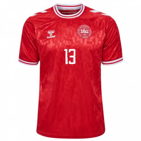 Kandiny Herren Dänemark Oliver Provstgaard #13 Rot Heimtrikot Trikot 24-26 T-Shirt