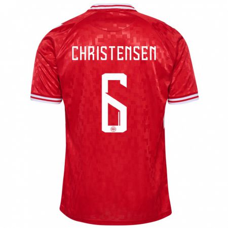 Kandiny Herren Dänemark Andreas Christensen #6 Rot Heimtrikot Trikot 24-26 T-Shirt