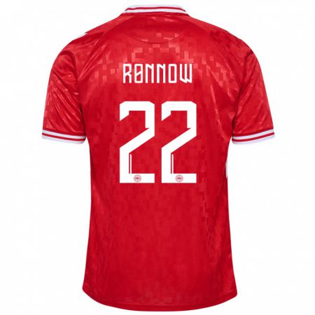 Kandiny Herren Dänemark Frederik Rønnow #22 Rot Heimtrikot Trikot 24-26 T-Shirt