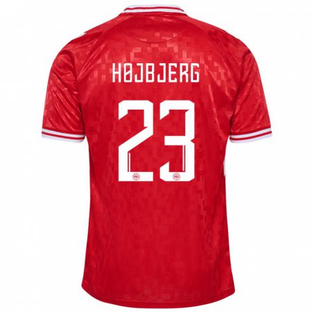 Kandiny Herren Dänemark Pierre-Emile Højbjerg #23 Rot Heimtrikot Trikot 24-26 T-Shirt