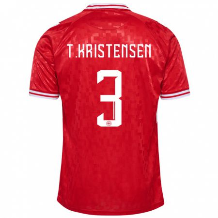 Kandiny Herren Dänemark Thomas Kristensen #3 Rot Heimtrikot Trikot 24-26 T-Shirt