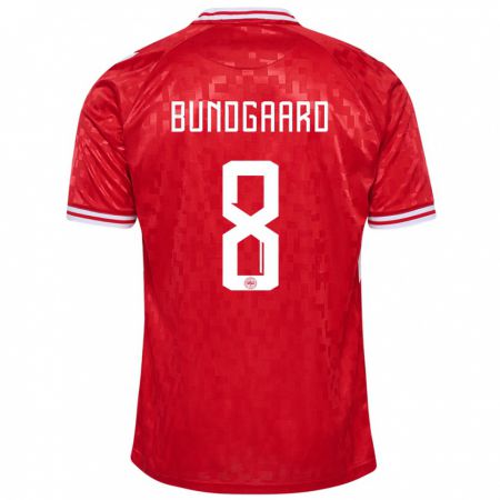 Kandiny Herren Dänemark Filip Bundgaard #8 Rot Heimtrikot Trikot 24-26 T-Shirt