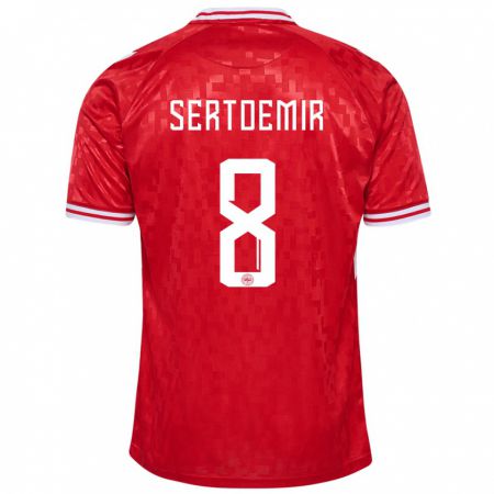 Kandiny Herren Dänemark Zidan Sertdemir #8 Rot Heimtrikot Trikot 24-26 T-Shirt