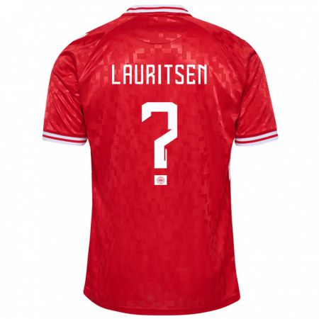 Kandiny Herren Dänemark Mads Lauritsen #0 Rot Heimtrikot Trikot 24-26 T-Shirt