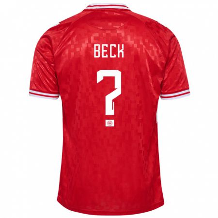 Kandiny Herren Dänemark Julius Beck #0 Rot Heimtrikot Trikot 24-26 T-Shirt