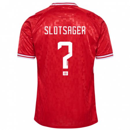 Kandiny Herren Dänemark Tobias Slotsager #0 Rot Heimtrikot Trikot 24-26 T-Shirt