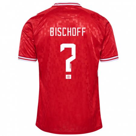 Kandiny Herren Dänemark Clement Bischoff #0 Rot Heimtrikot Trikot 24-26 T-Shirt