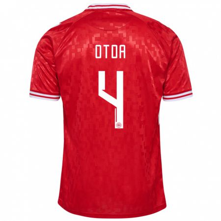 Kandiny Herren Dänemark Sebastian Otoa #4 Rot Heimtrikot Trikot 24-26 T-Shirt