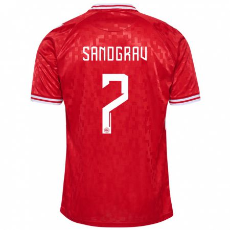 Kandiny Herren Dänemark Lauge Sandgrav #7 Rot Heimtrikot Trikot 24-26 T-Shirt