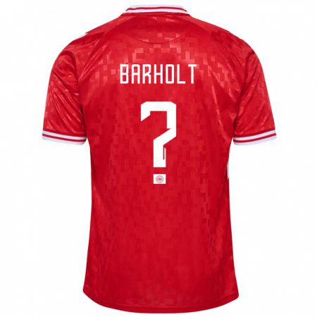 Kandiny Herren Dänemark Noah Barholt #0 Rot Heimtrikot Trikot 24-26 T-Shirt