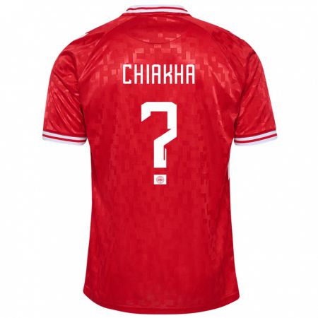 Kandiny Herren Dänemark Amin Chiakha #0 Rot Heimtrikot Trikot 24-26 T-Shirt