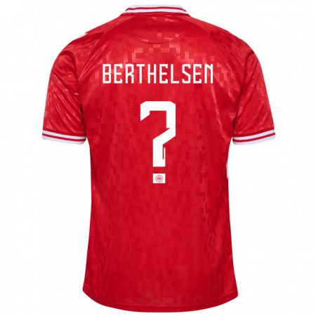 Kandiny Herren Dänemark Villum Berthelsen #0 Rot Heimtrikot Trikot 24-26 T-Shirt