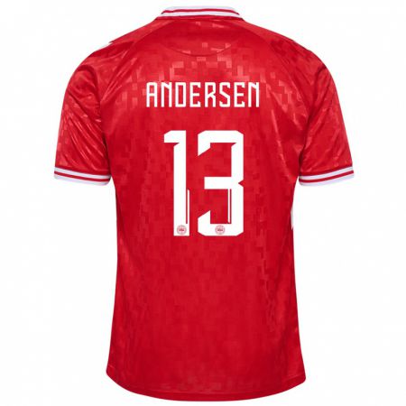 Kandiny Herren Dänemark Frej Andersen #13 Rot Heimtrikot Trikot 24-26 T-Shirt