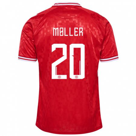 Kandiny Herren Dänemark Caroline Møller #20 Rot Heimtrikot Trikot 24-26 T-Shirt