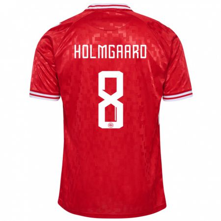 Kandiny Herren Dänemark Sara Holmgaard #8 Rot Heimtrikot Trikot 24-26 T-Shirt