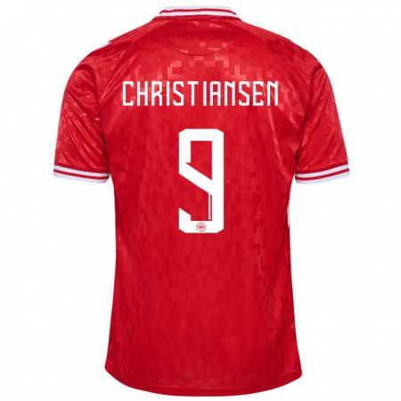 Kandiny Herren Dänemark Nanna Christiansen #9 Rot Heimtrikot Trikot 24-26 T-Shirt
