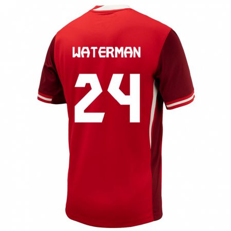Kandiny Herren Kanada Joel Waterman #24 Rot Heimtrikot Trikot 24-26 T-Shirt