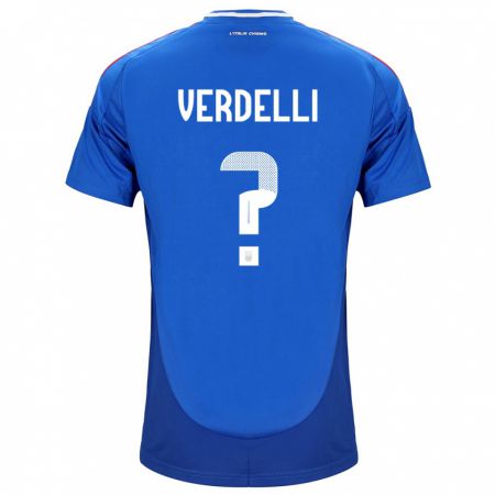 Kandiny Herren Italien Davide Verdelli #0 Blau Heimtrikot Trikot 24-26 T-Shirt