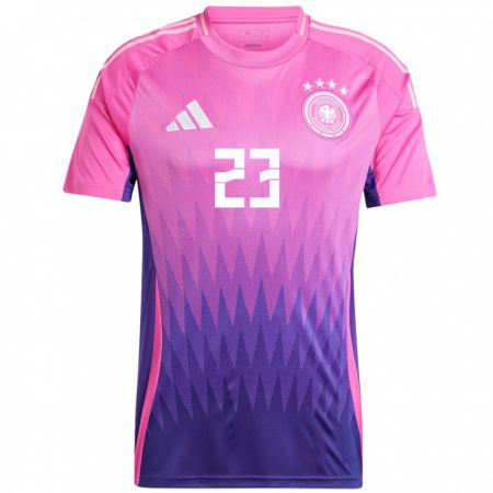 Kandiny Herren Deutschland Noah Atubolu #23 Pink Lila Auswärtstrikot Trikot 24-26 T-Shirt