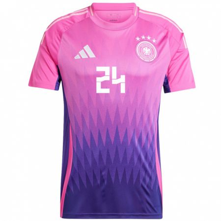 Kandiny Herren Deutschland Frederik Jakel #24 Pink Lila Auswärtstrikot Trikot 24-26 T-Shirt