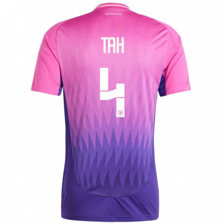 Kandiny Herren Deutschland Jonathan Tah #4 Pink Lila Auswärtstrikot Trikot 24-26 T-Shirt