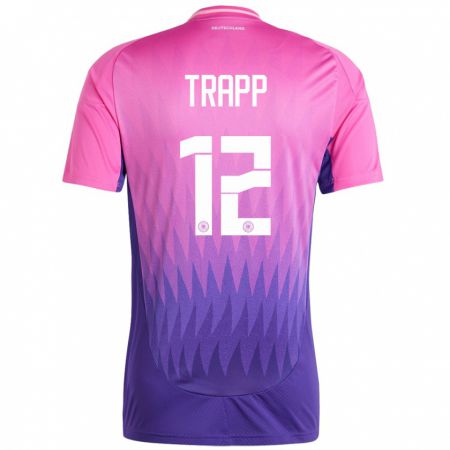 Kandiny Herren Deutschland Kevin Trapp #12 Pink Lila Auswärtstrikot Trikot 24-26 T-Shirt