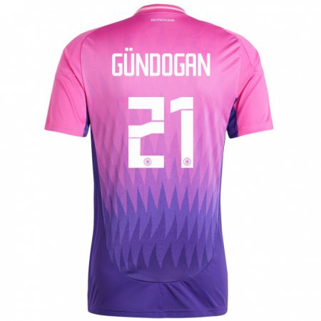 Kandiny Herren Deutschland Ilkay Gundogan #21 Pink Lila Auswärtstrikot Trikot 24-26 T-Shirt