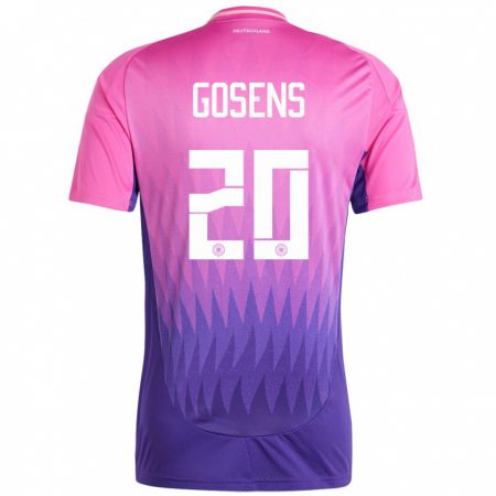 Kandiny Herren Deutschland Robin Gosens #20 Pink Lila Auswärtstrikot Trikot 24-26 T-Shirt