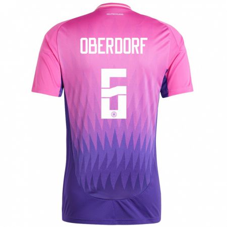 Kandiny Herren Deutschland Lena Oberdorf #6 Pink Lila Auswärtstrikot Trikot 24-26 T-Shirt