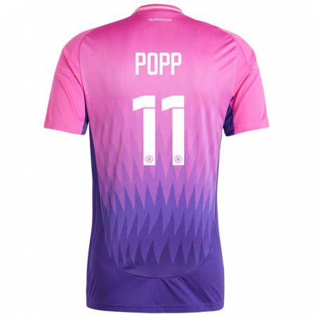 Kandiny Herren Deutschland Alexandra Popp #11 Pink Lila Auswärtstrikot Trikot 24-26 T-Shirt