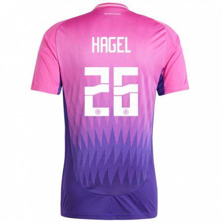 Kandiny Herren Deutschland Chantal Hagel #26 Pink Lila Auswärtstrikot Trikot 24-26 T-Shirt