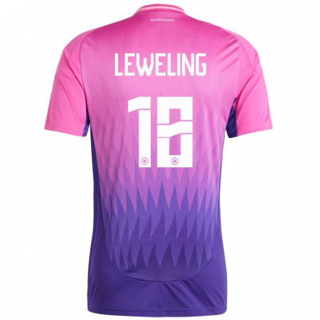 Kandiny Herren Deutschland Jamie Leweling #18 Pink Lila Auswärtstrikot Trikot 24-26 T-Shirt
