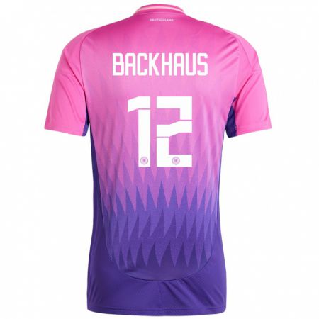Kandiny Herren Deutschland Mio Backhaus #12 Pink Lila Auswärtstrikot Trikot 24-26 T-Shirt