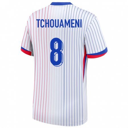 Kandiny Herren Frankreich Aurelien Tchouameni #8 Weiß Auswärtstrikot Trikot 24-26 T-Shirt