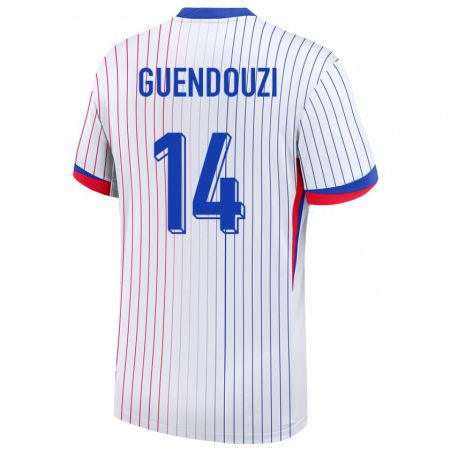 Kandiny Herren Frankreich Matteo Guendouzi #14 Weiß Auswärtstrikot Trikot 24-26 T-Shirt