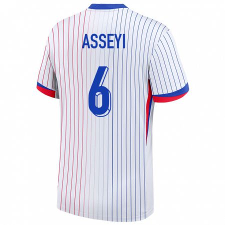 Kandiny Herren Frankreich Viviane Asseyi #6 Weiß Auswärtstrikot Trikot 24-26 T-Shirt