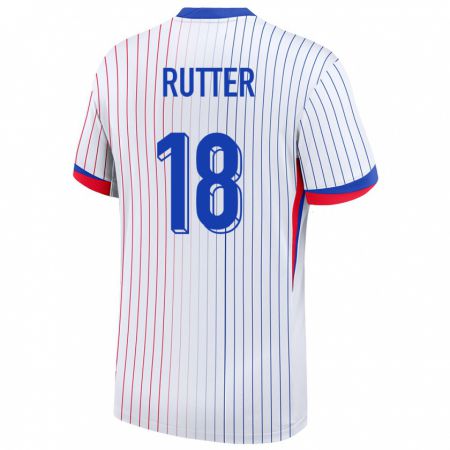 Kandiny Herren Frankreich Georginio Rutter #18 Weiß Auswärtstrikot Trikot 24-26 T-Shirt