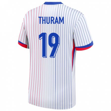 Kandiny Herren Frankreich Khephren Thuram #19 Weiß Auswärtstrikot Trikot 24-26 T-Shirt