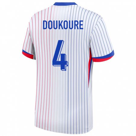 Kandiny Herren Frankreich Ismael Doukoure #4 Weiß Auswärtstrikot Trikot 24-26 T-Shirt