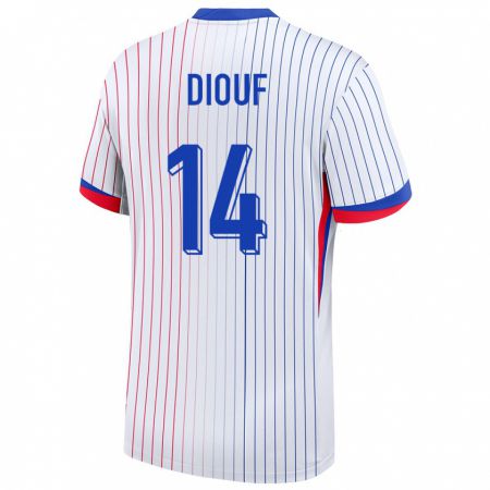 Kandiny Herren Frankreich Andy Diouf #14 Weiß Auswärtstrikot Trikot 24-26 T-Shirt