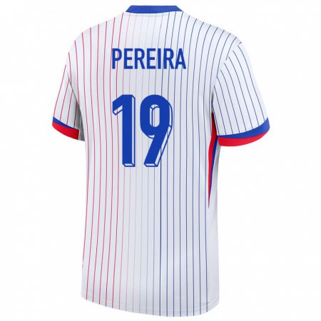 Kandiny Herren Frankreich Brayann Pereira #19 Weiß Auswärtstrikot Trikot 24-26 T-Shirt