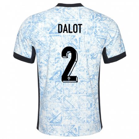 Kandiny Herren Portugal Diogo Dalot #2 Cremeblau Auswärtstrikot Trikot 24-26 T-Shirt