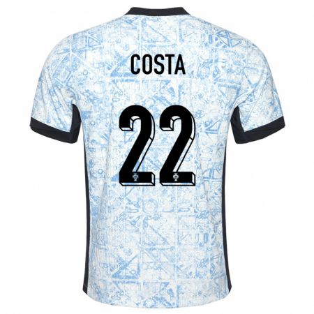 Kandiny Herren Portugal Diogo Costa #22 Cremeblau Auswärtstrikot Trikot 24-26 T-Shirt