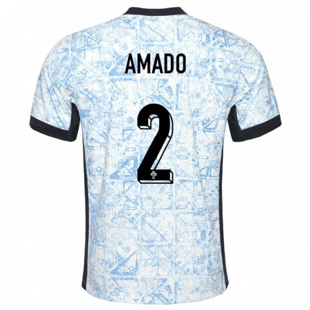 Kandiny Herren Portugal Catarina Amado #2 Cremeblau Auswärtstrikot Trikot 24-26 T-Shirt