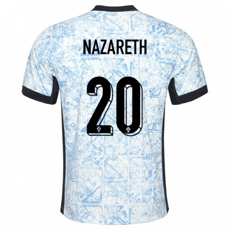 Kandiny Herren Portugal Kika Nazareth #20 Cremeblau Auswärtstrikot Trikot 24-26 T-Shirt