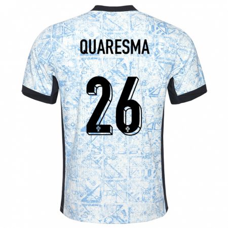 Kandiny Herren Portugal Eduardo Quaresma #26 Cremeblau Auswärtstrikot Trikot 24-26 T-Shirt