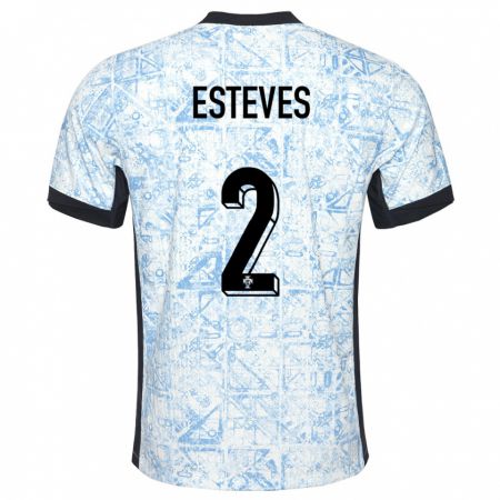 Kandiny Herren Portugal Goncalo Esteves #2 Cremeblau Auswärtstrikot Trikot 24-26 T-Shirt